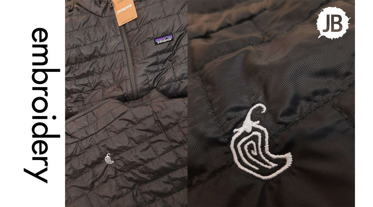Red Bull logo embroidered on Patagonia insulated jackets